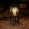 Glitzhome&#xAE; 14.25&#x22; Black Slim Metal Stripes Solar Powered Edison Bulb Outdoor Lantern